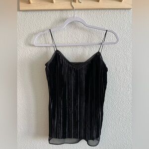 Massimo Dutti Black Pleated Velvet Top